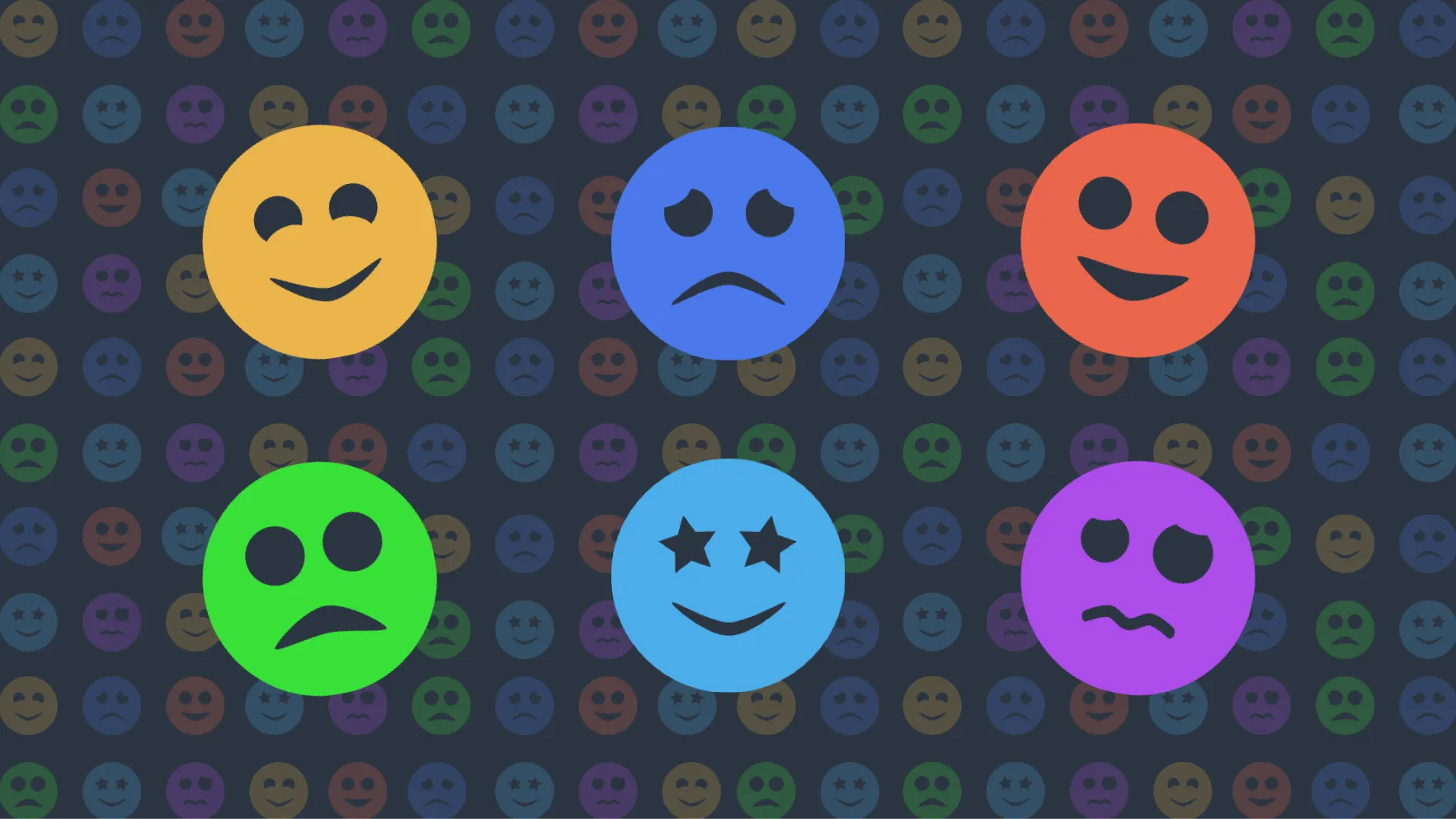 Concept art showing all of the available emotions which are the core of the experience.